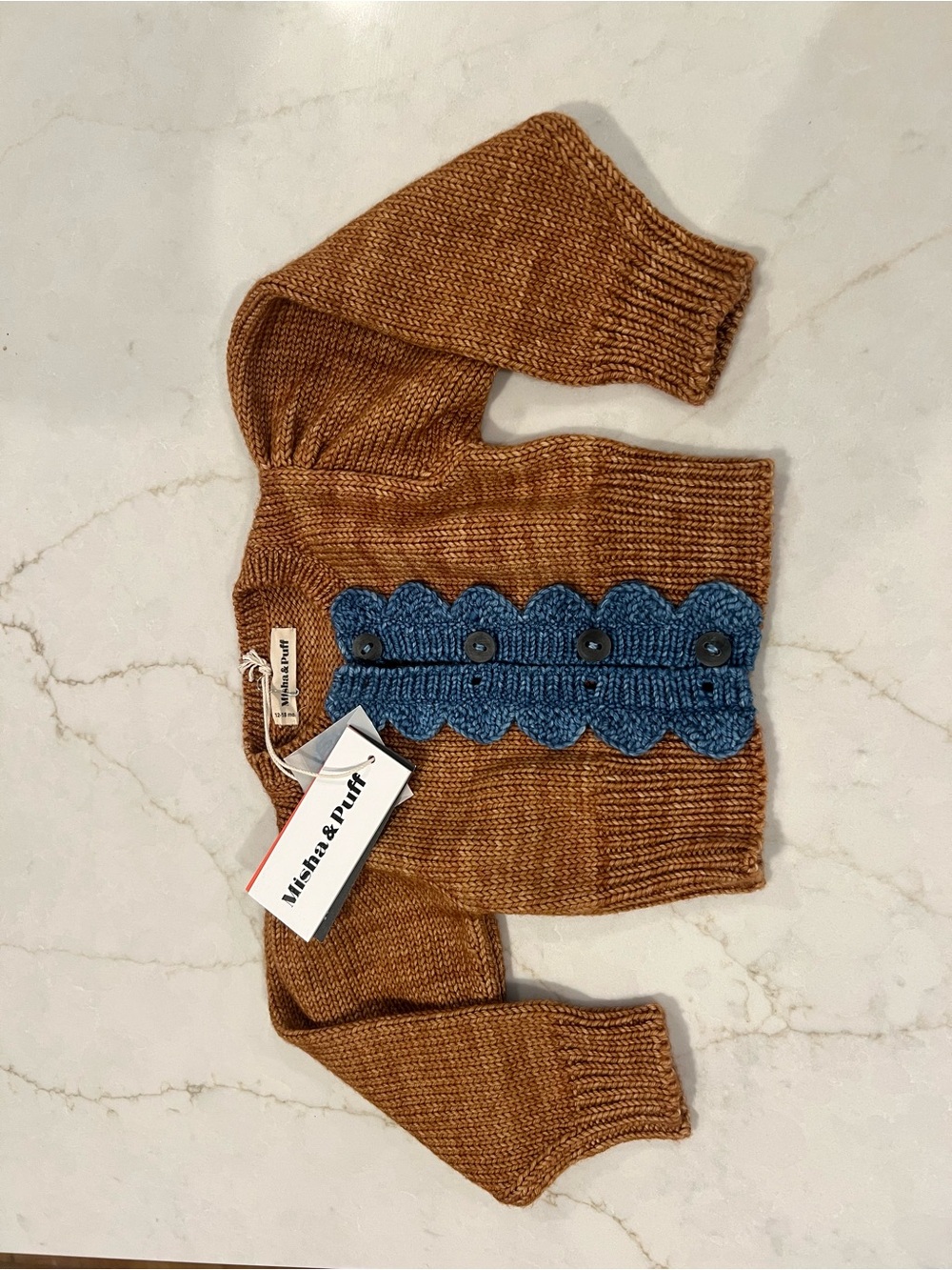 NWT Misha and Puff Rose Gold Scallop Cardigan